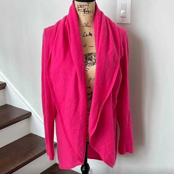 Lilly Pulitzer XL Vibrant Pink Cashmere Open Front Cardigan - Picture 1 of 7